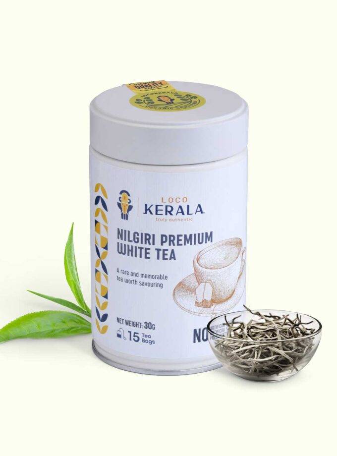 LocoKerala - Nilgiri Premium 15 White Tea bags | Plant-Based Fiber Pyramid Tea Bags | Single Origin Nilgiri Hills | Handpicked & Hand-Rolled | Immersive Flavor & Aroma | Limited Edition